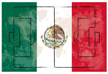 football court on Mexico flag background