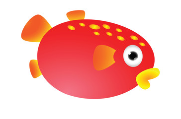 Red puffer fish cartoon