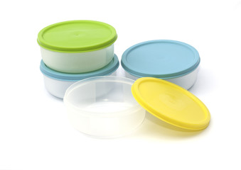 Plastic cups set isolated on the white background