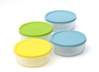 Plastic cups set isolated on the white background