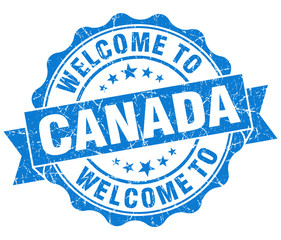 Obraz premium Welcome to Canada blue grungy vintage isolated seal