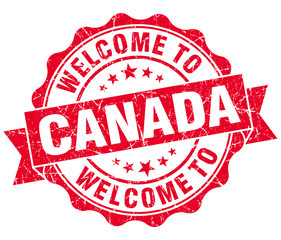 Welcome to Canada red grungy vintage isolated seal