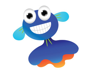 Blue cartoon jellyfish