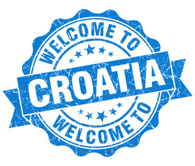 Welcome to Croatia blue grungy vintage isolated seal