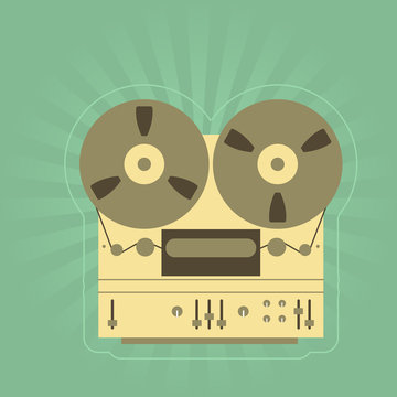 Retro open-reel tape recorder (magnetophone)