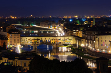 Fototapeta na wymiar Ponte Vecchio - Historic centre of Florence at dusk in Italy