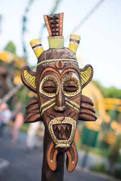 Beautifully painted Totem Pole in British Columbia