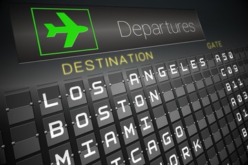 Naklejka premium Black departures board for american cities