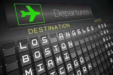 Zelfklevend Fotobehang Black departures board for american cities © WavebreakmediaMicro