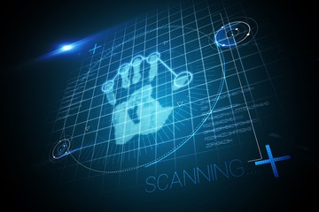 Obraz premium Digital security hand print scan