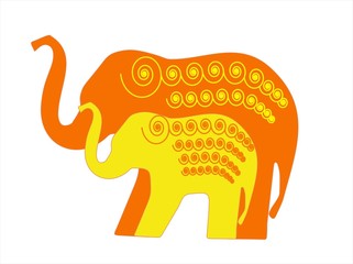 Elephant mother and child illustration