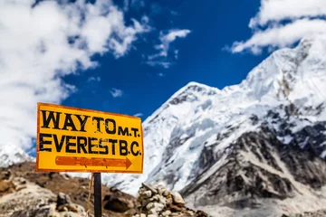 Deurstickers Mount Everest Mount Everest wegwijzer Himalaya