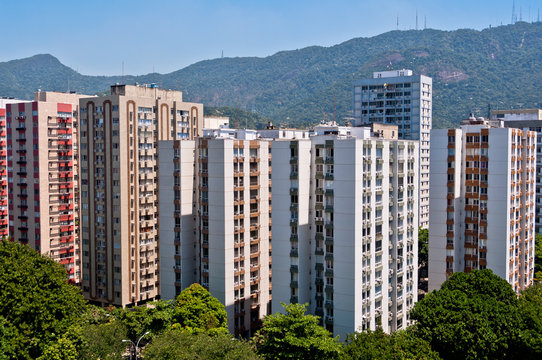 Apartment Buildings in Leblon, Rio de Janeiro with Mountains