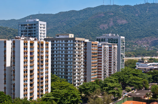Apartment Buildings in Leblon, Rio de Janeiro with Mountains