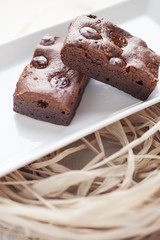 Dark chocolate brownie with cocoa