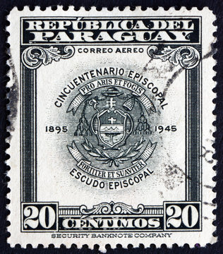 Postage stamp Paraguay 1948 Archbishopric Coat of Arms, Asuncion