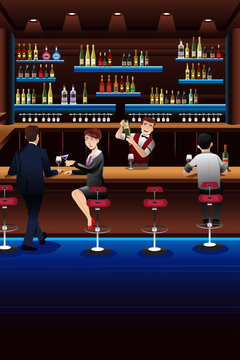 Bartender working in a bar