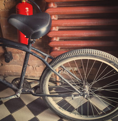Old retro style, fixed gear bicycle, tinted photo