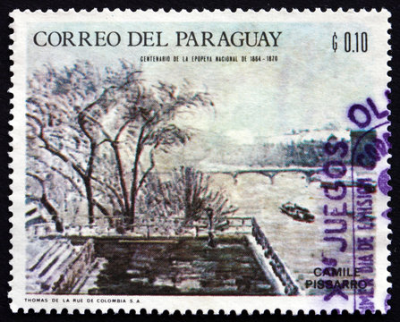 Postage stamp Paraguay 1968 Winter Scene, by Camille Pissarro