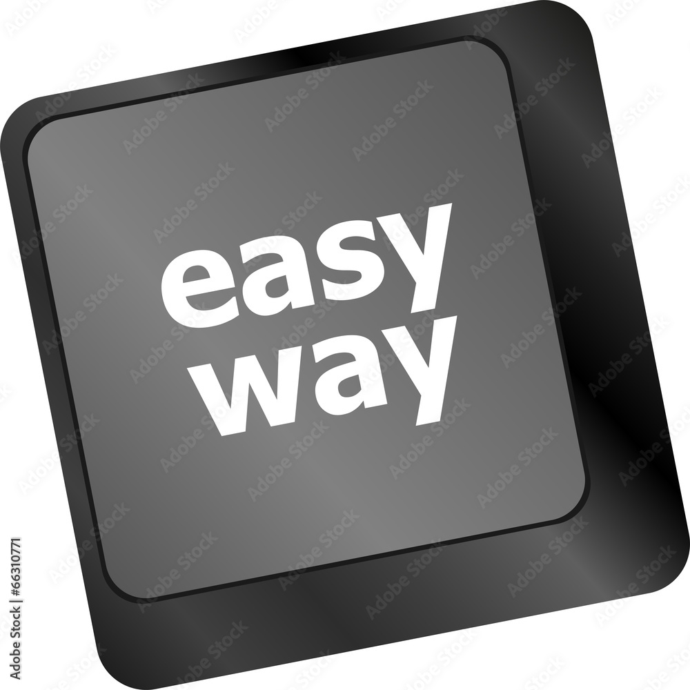 Poster easy way button on the keyboard close-up