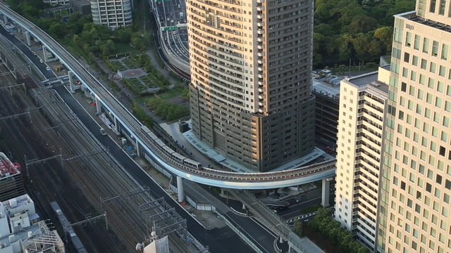 train traffic in Tokyo, Japan