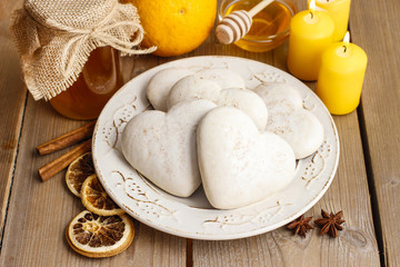 Gingerbread cookies in heart shape