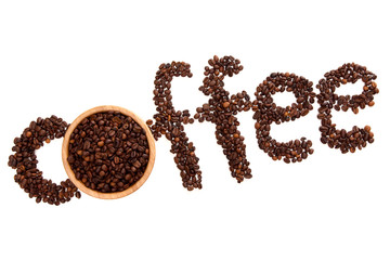 Coffee sign made of roasted beans