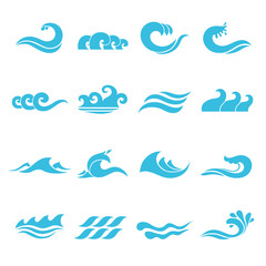 Fototapeta na wymiar Waves Icons Set