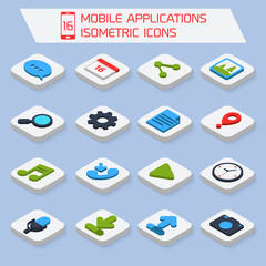 Mobile applications isometric icons
