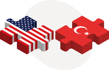 USA and Turkey Flags in puzzle