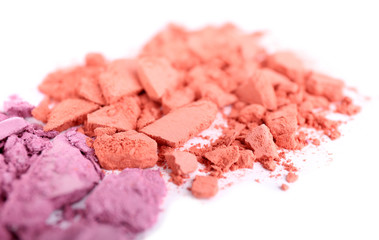 Crushed eyeshadow isolated on white