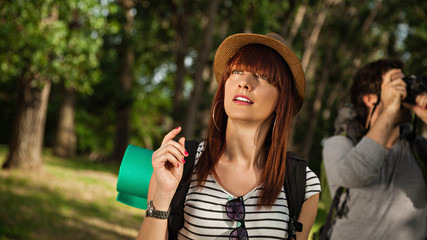 Tourists Enjoying In Nature