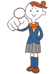 指を差す女子学生