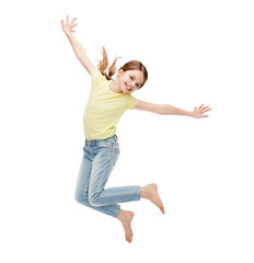 smiling little girl jumping