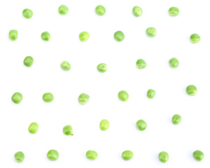 Fresh green peas isolated on white background