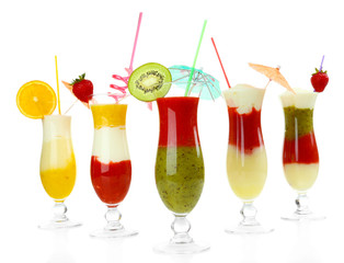 Delicious fruit smoothie isolated on white