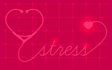 Medical stress symbol, cardiogram,  vector