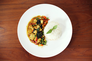 rice with fried bean curd
