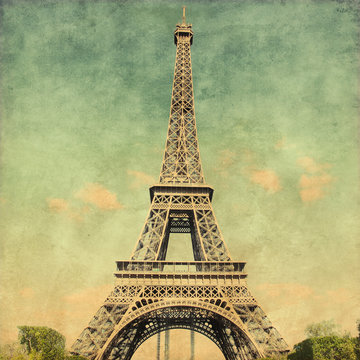 Grunge image  of  Eiffel Tower.