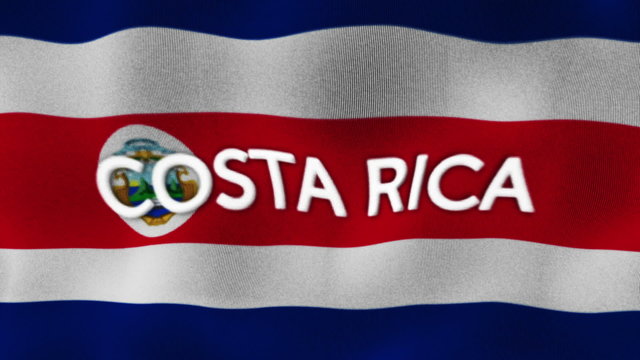 Costa Rica Flag and Text, Textile Background