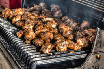 BBQ Chicken Wings on an Outdoor Grill
