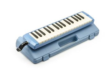 Close up  Melodica Isolated on White  : Clipping path included