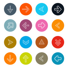 Hatched Arrows Set in Circles Vector Illustration