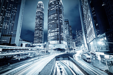 Fototapeta premium traffic with blur light through city at night