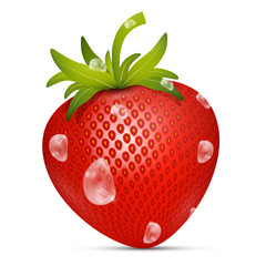 Strawberry Vector Illustration with Water Drops