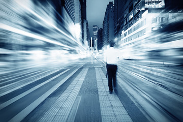 Obraz premium traffic with blur light through city at night