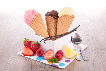 ice cream scoop in cones