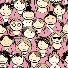 Women crowd, seamless pattern for your design