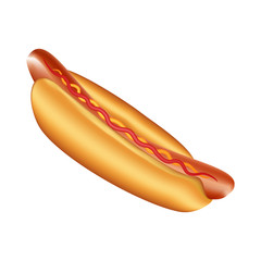 Hot dog on white