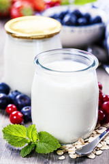 Healthy breakfast - yogurt with muesli and berries